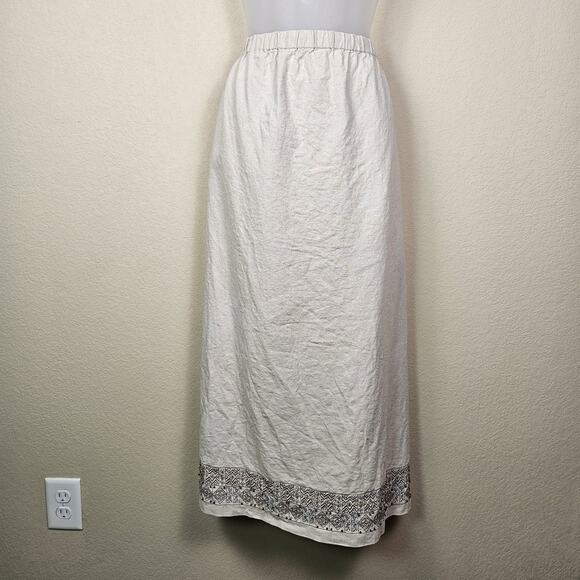 VTG Napa Valley Linen Blend Maxi Skirt Beaded Embroidered Womens 24W Lagenlook - Picture 1 of 16